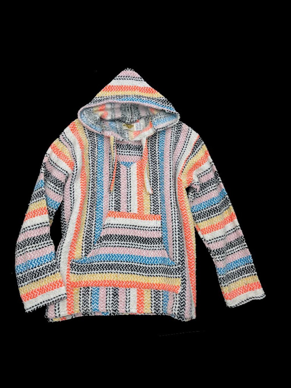 Earth Ragz Mexican Poncho Oversized Hoodie Sweatshirt Baja Joe Womens L